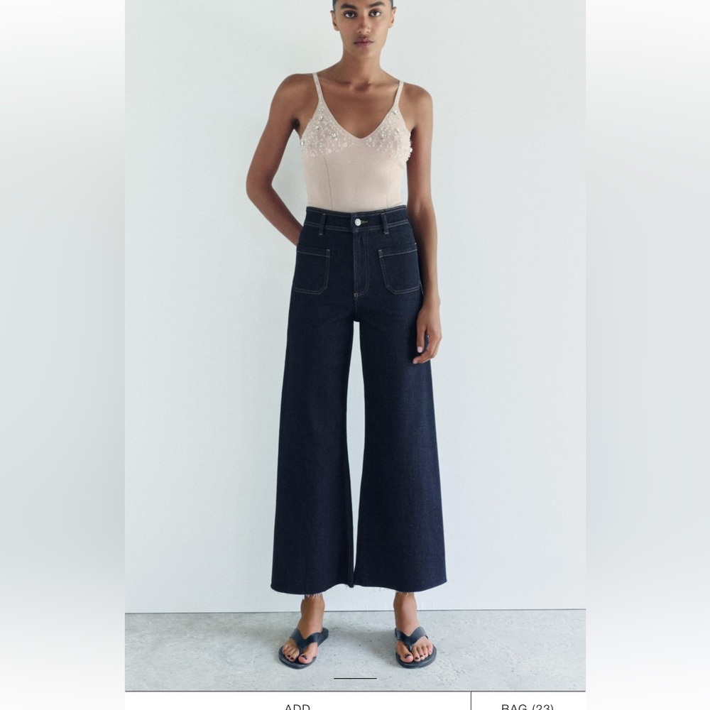 Zara NWOT high waist marine straight pocket jeans